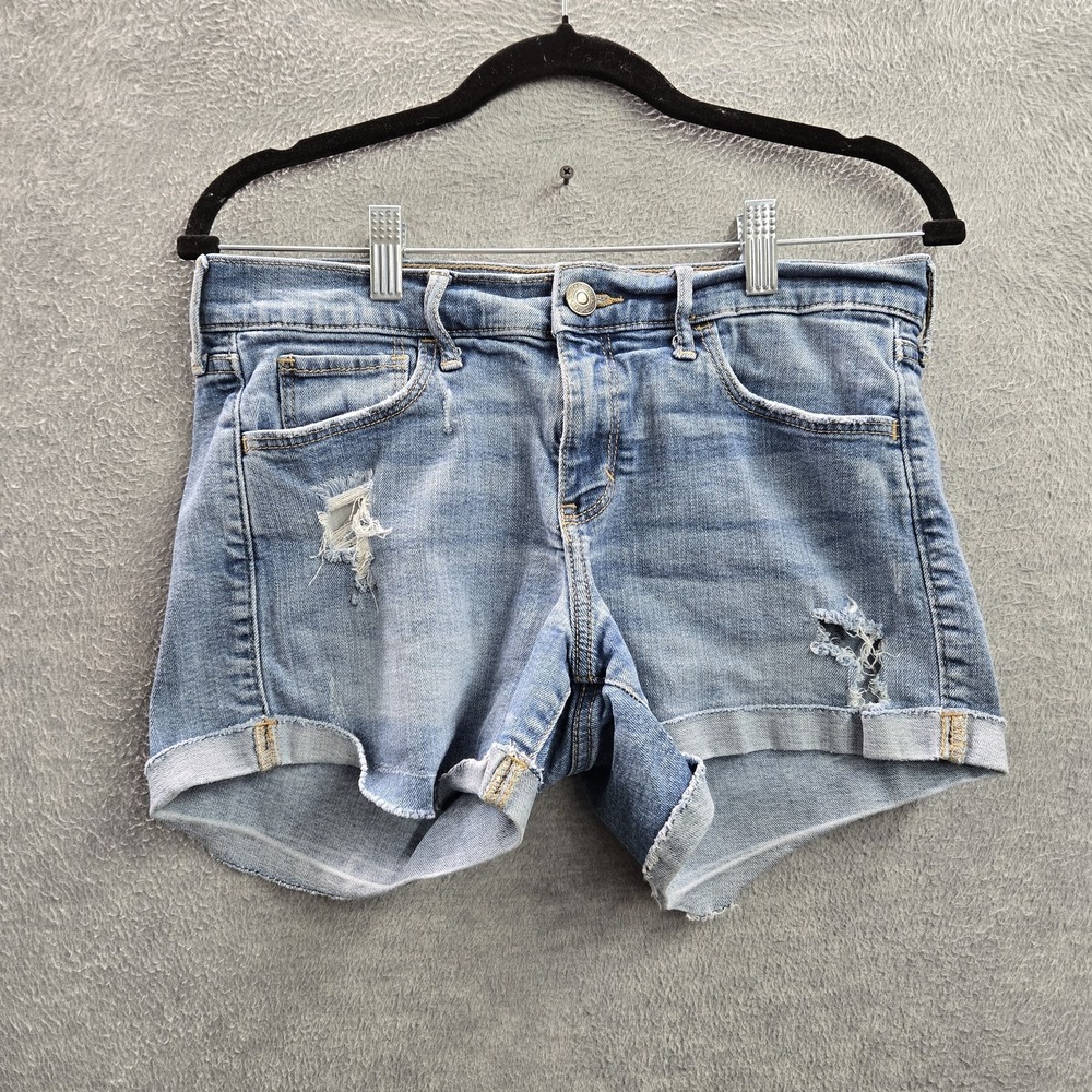 Abercrombie & Fitch Women Shorts 6 (W28) Light Blue Denim Distressed